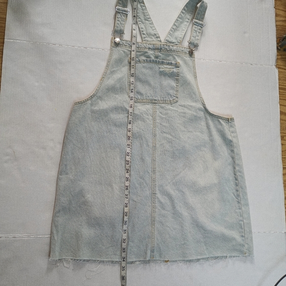 WILD Fable Pinafore Light Wash Distressed Denim Overalls Mini Dress Size XL - Picture 6 of 11